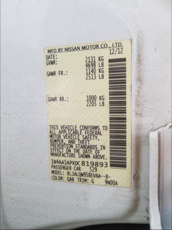 Photo 10 from auction – 2013 NISSAN MAXIMA S with VIN 1N4AA5APXDC819893