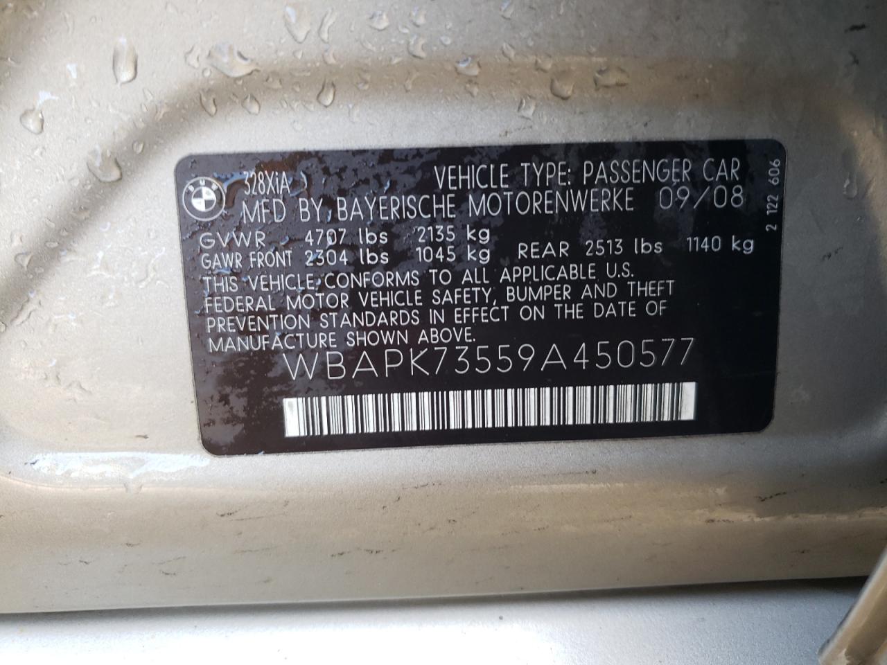 Photo 10 from auction – 2009 BMW 328 XI with VIN WBAPK73559A450577