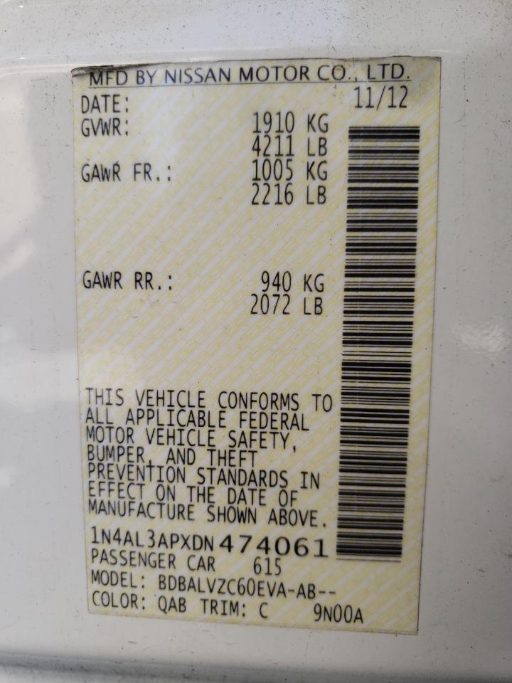 Photo 10 from auction – 2013 NISSAN ALTIMA with VIN 1N4AL3APXDN474061