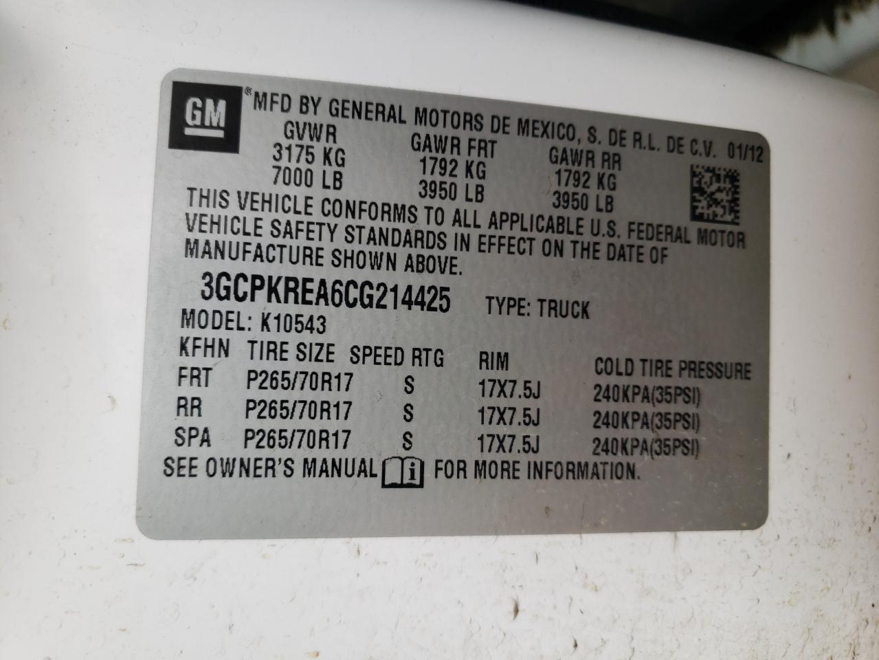 Photo 10 from auction – 2012 CHEVROLET SILVERADO with VIN 3GCPKREA6CG214425