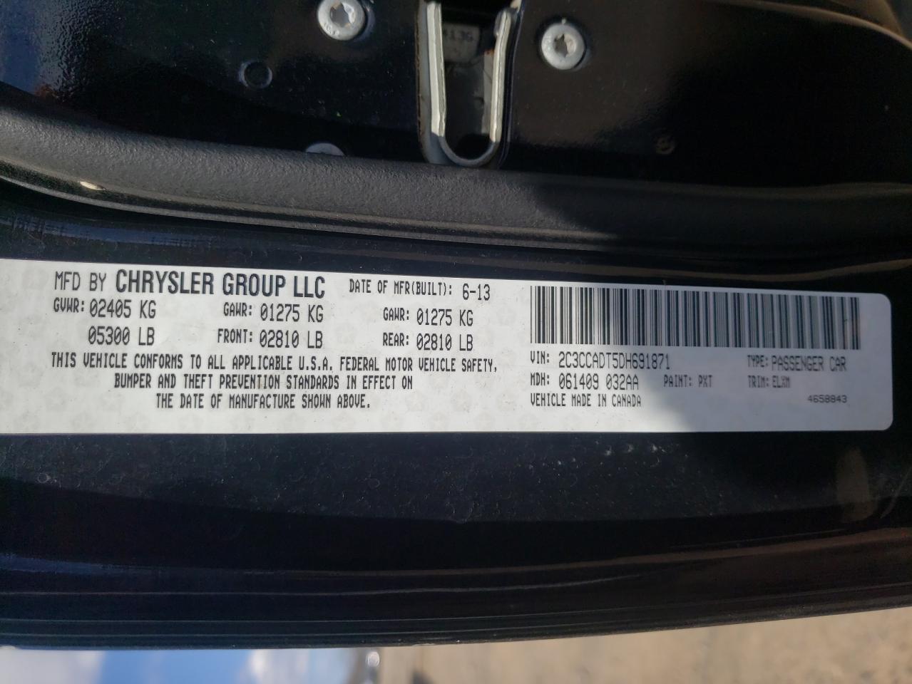 Photo 10 from auction – 2013 CHRYSLER 300C VARVA with VIN 2C3CCADT5DH691871