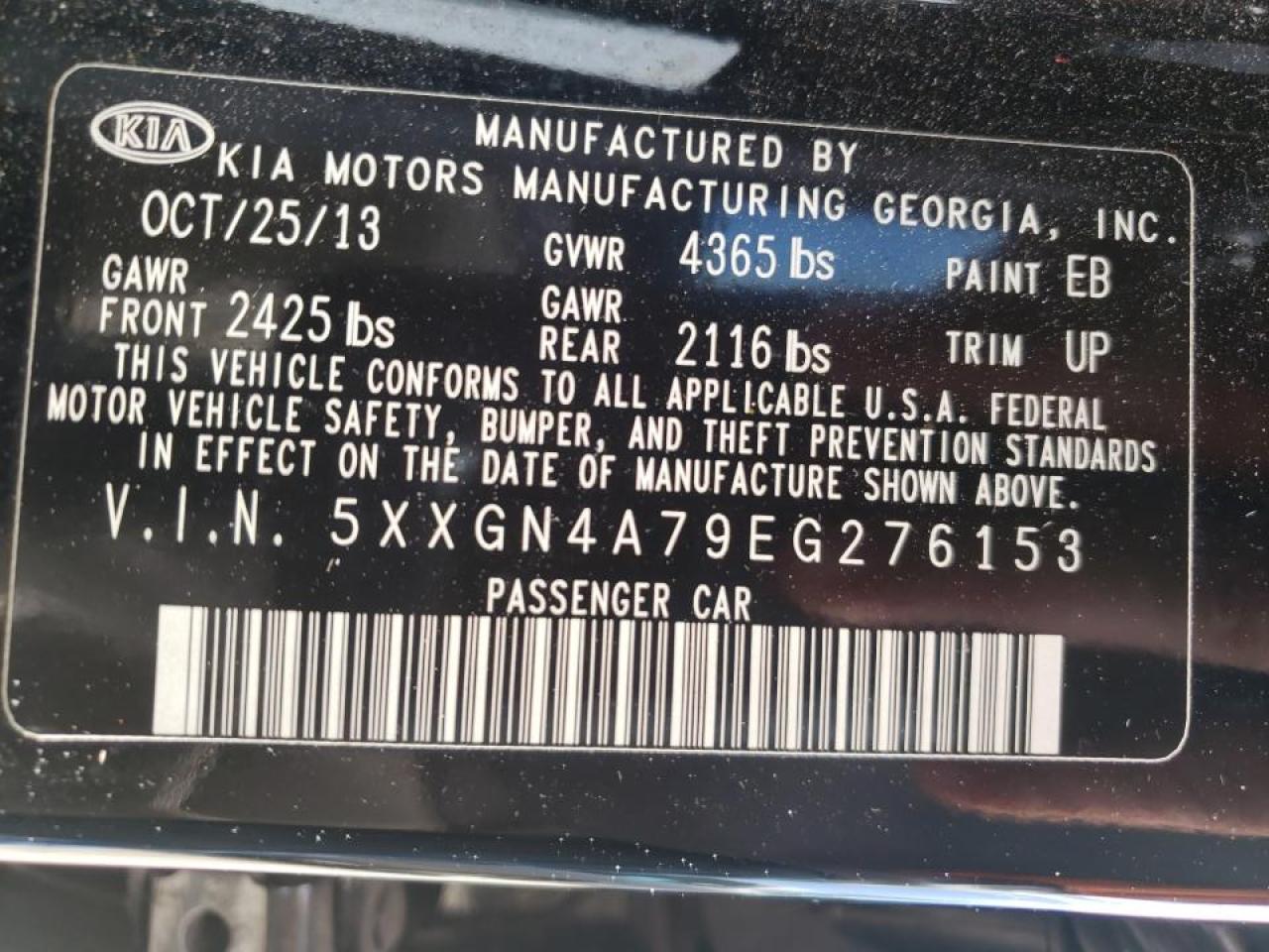 Foto 10 de la subasta – 2014 KIA OPTIMA EX con VIN 5XXGN4A79EG276153