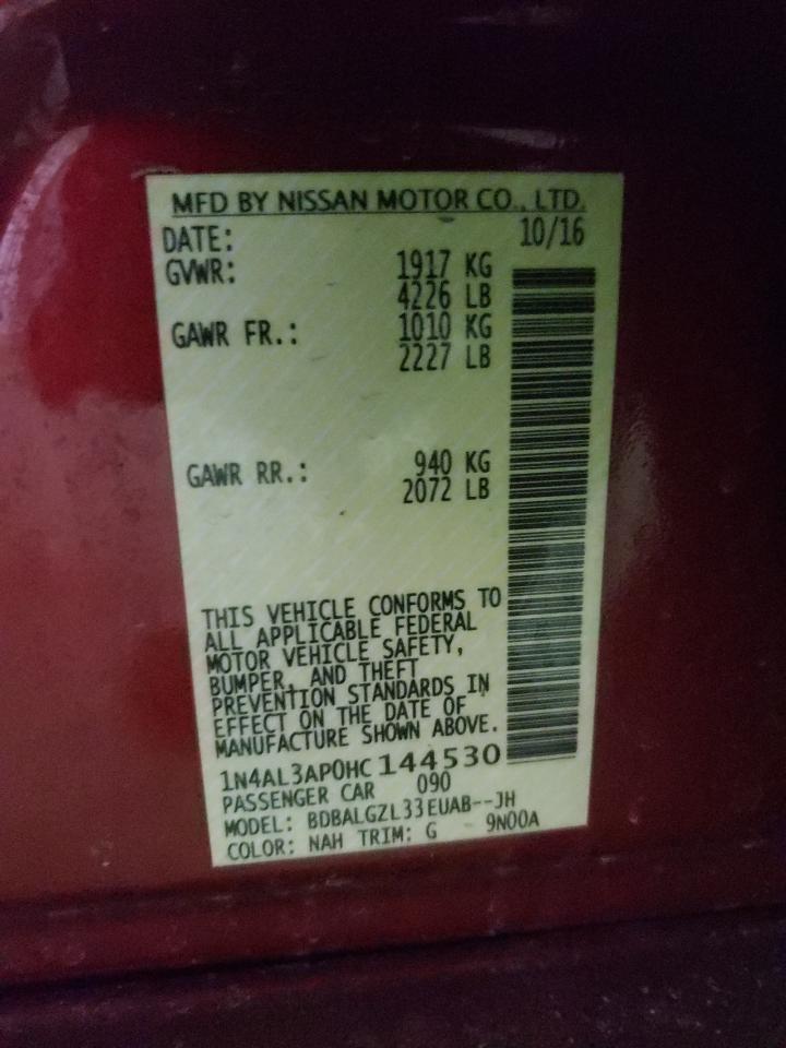 Photo 10 from auction – 2017 NISSAN ALTIMA 2.5 with VIN 1N4AL3AP0HC144530