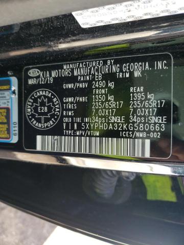 Photo 10 from auction – 2019 KIA SORENTO EX with VIN 5XYPHDA32KG580663
