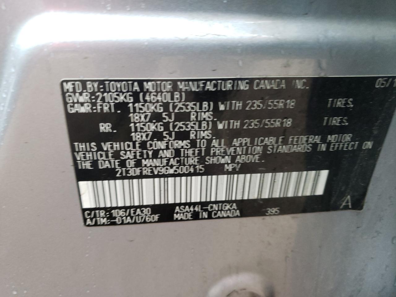 Photo 10 from auction – 2016 TOYOTA RAV4 LIMIT with VIN 2T3DFREV9GW500415