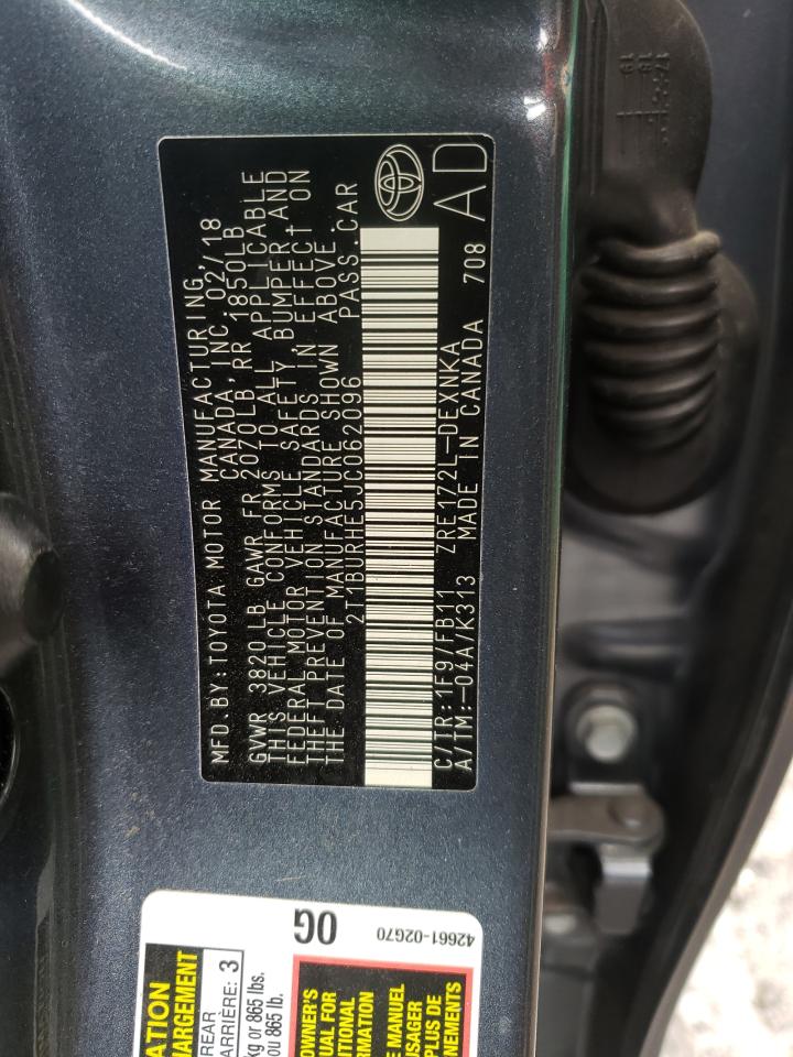 Photo 10 from auction – 2018 TOYOTA COROLLA L with VIN 2T1BURHE5JC062096