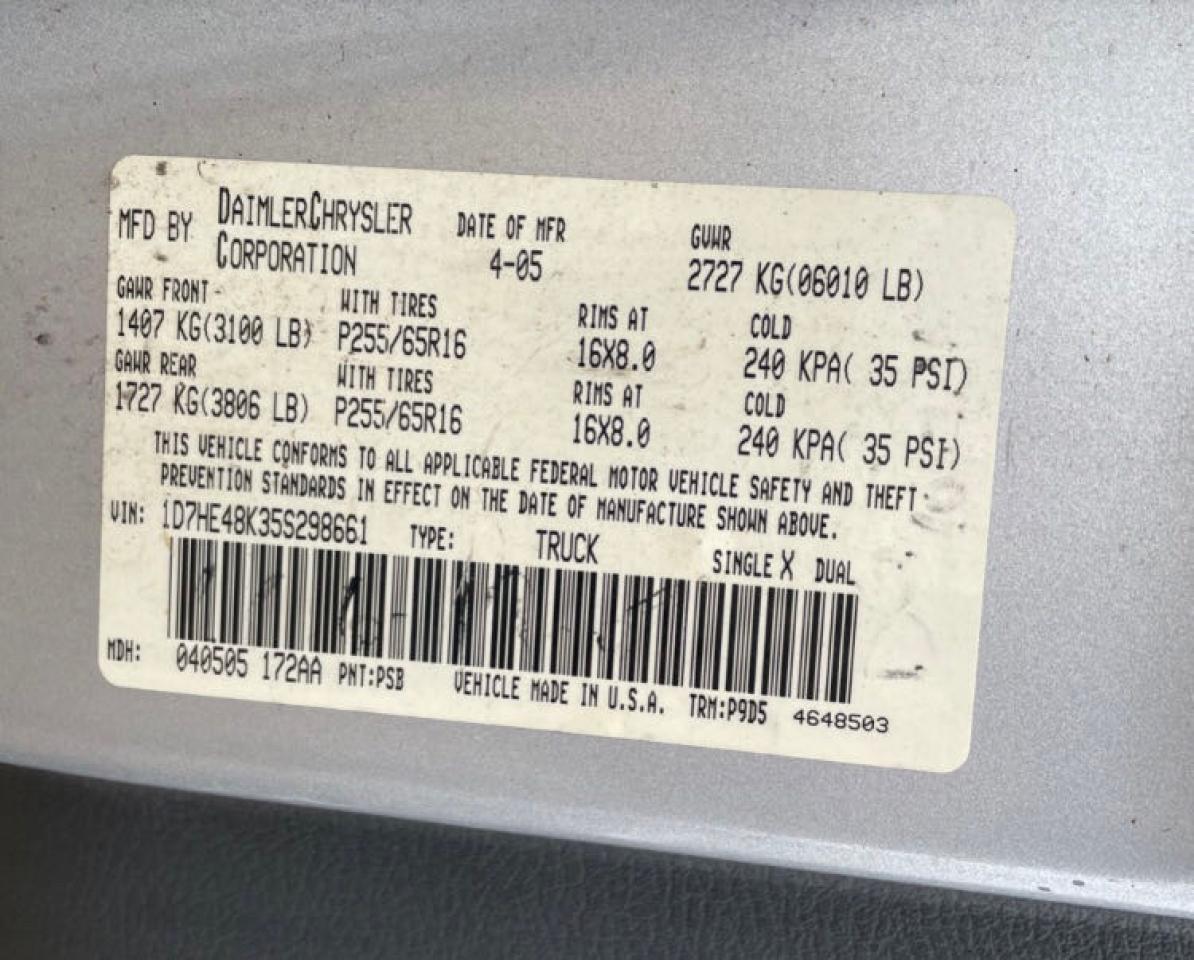 Photo 10 from auction – 2005 DODGE DAKOTA QUA with VIN 1D7HE48K35S298661