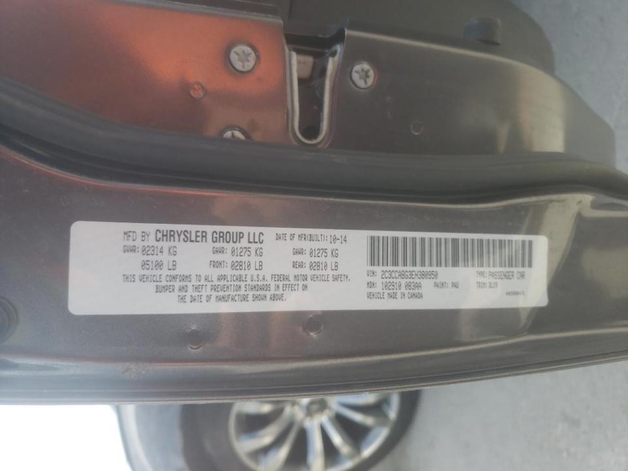 Photo 10 from auction – 2014 CHRYSLER 300 S with VIN 2C3CCABG3EH380950
