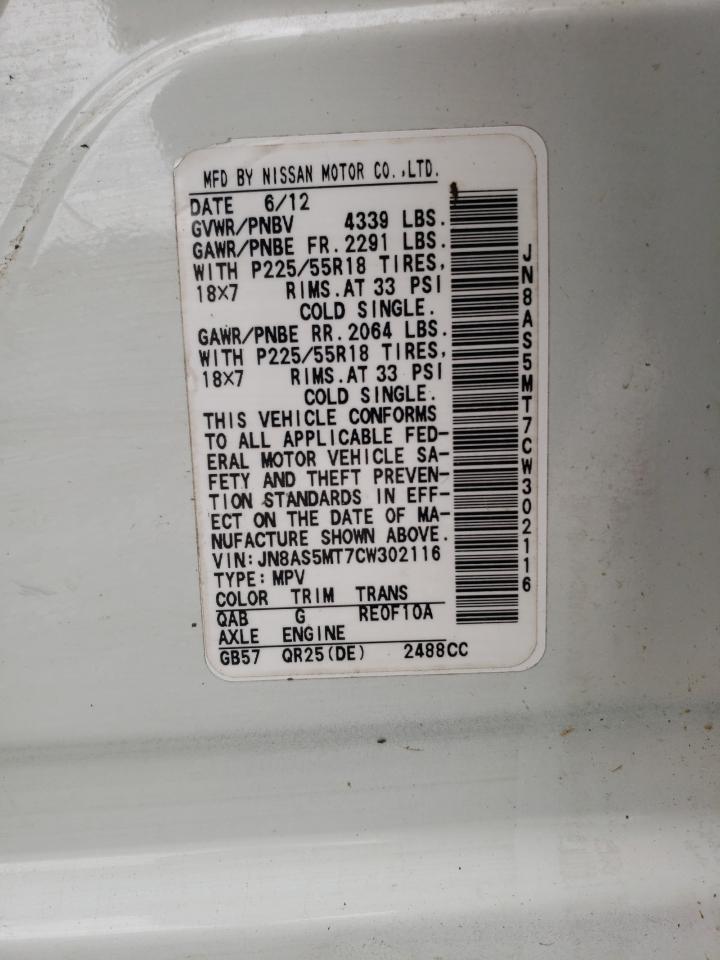 Photo 10 from auction – 2012 NISSAN ROGUE S with VIN JN8AS5MT7CW302116