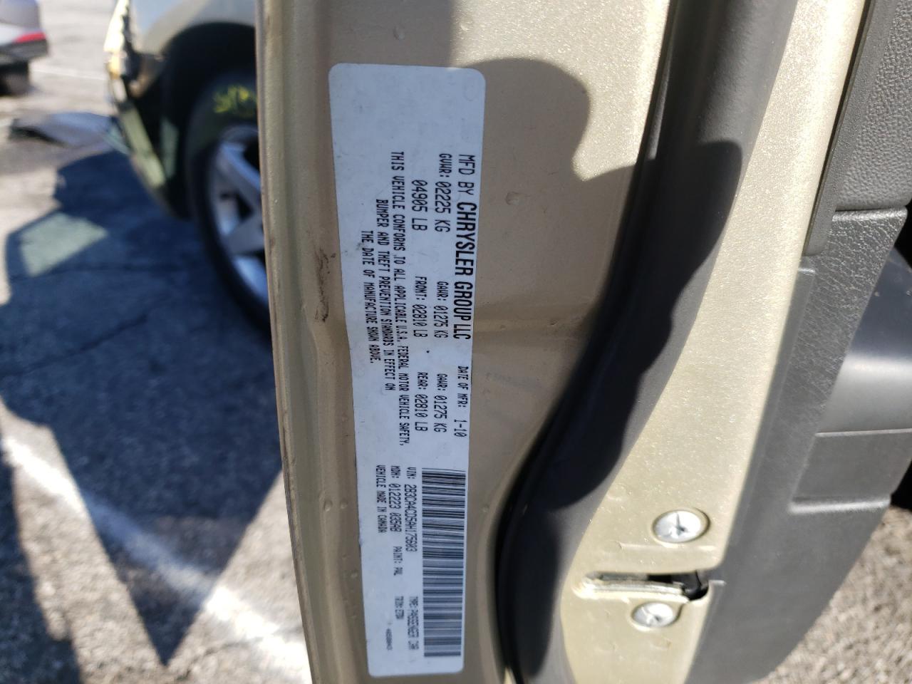 Photo 10 from auction – 2010 DODGE CHARGER with VIN 2B3CA4CD5AH175603