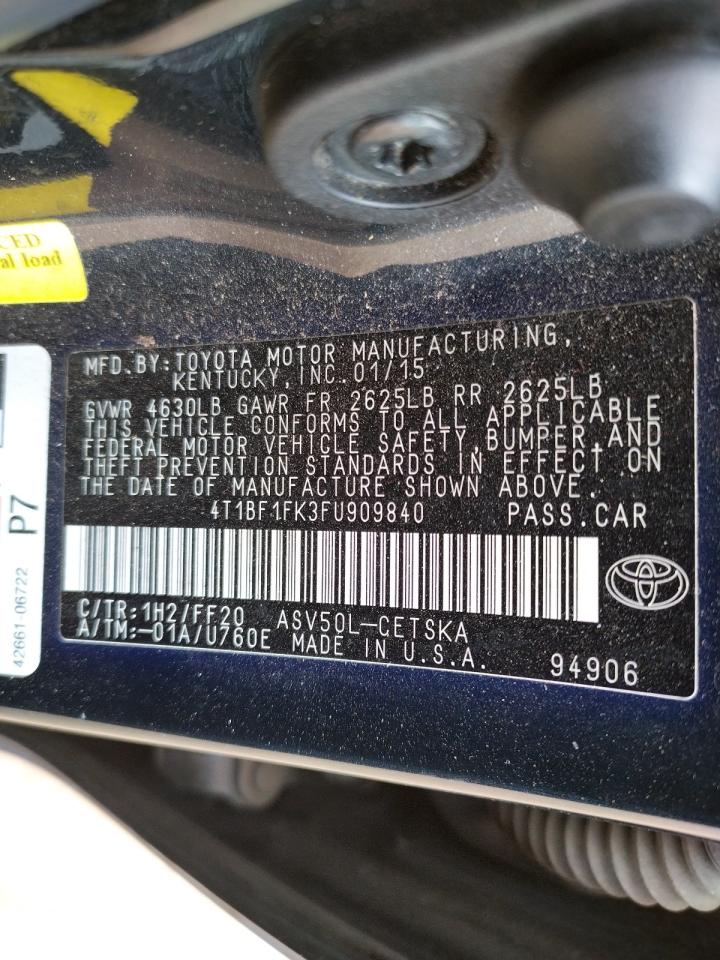 Photo 10 from auction – 2015 TOYOTA CAMRY LE with VIN 4T1BF1FK3FU909840