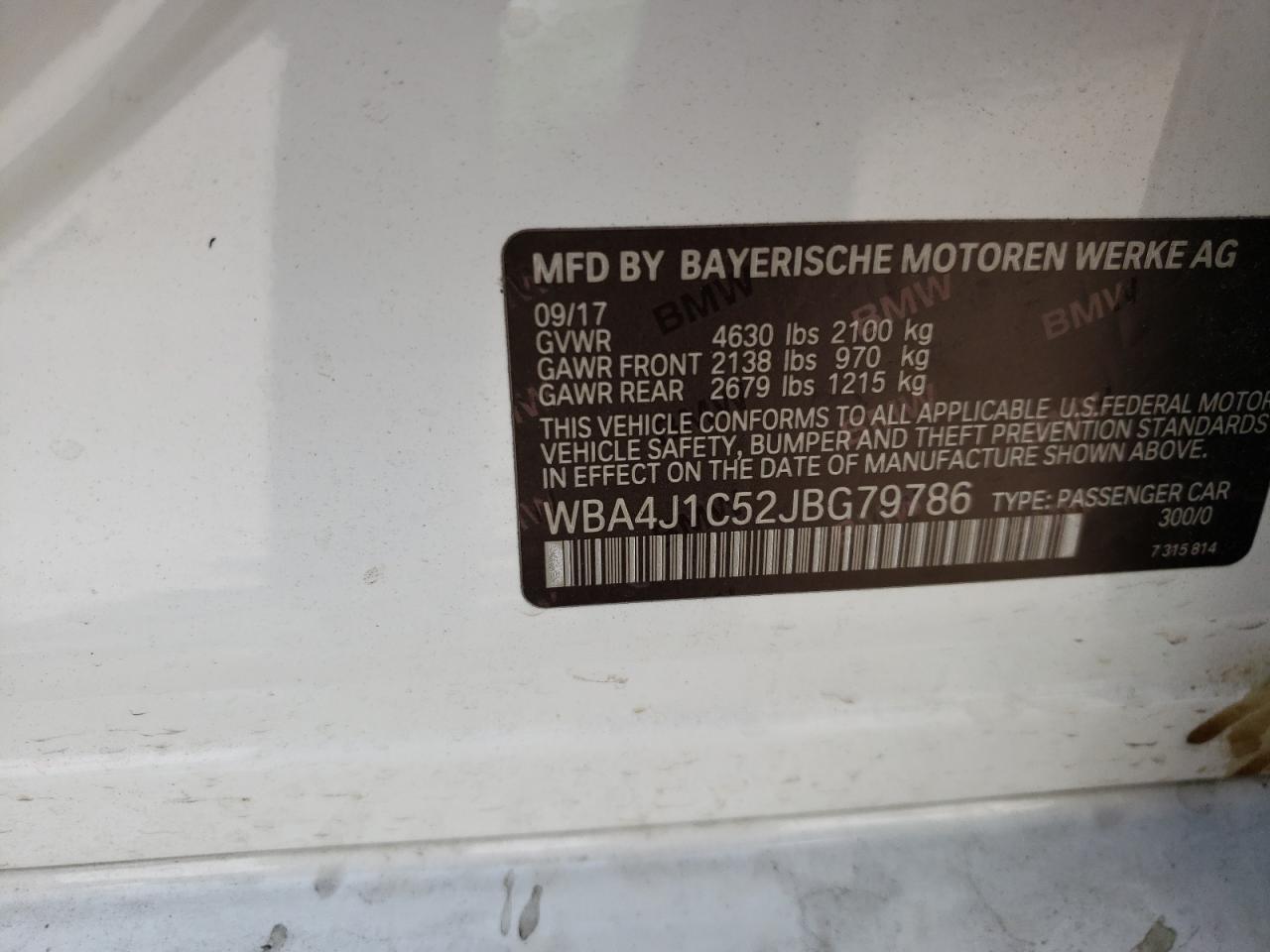 Photo 10 from auction – 2018 BMW 430I GRAN with VIN WBA4J1C52JBG79786