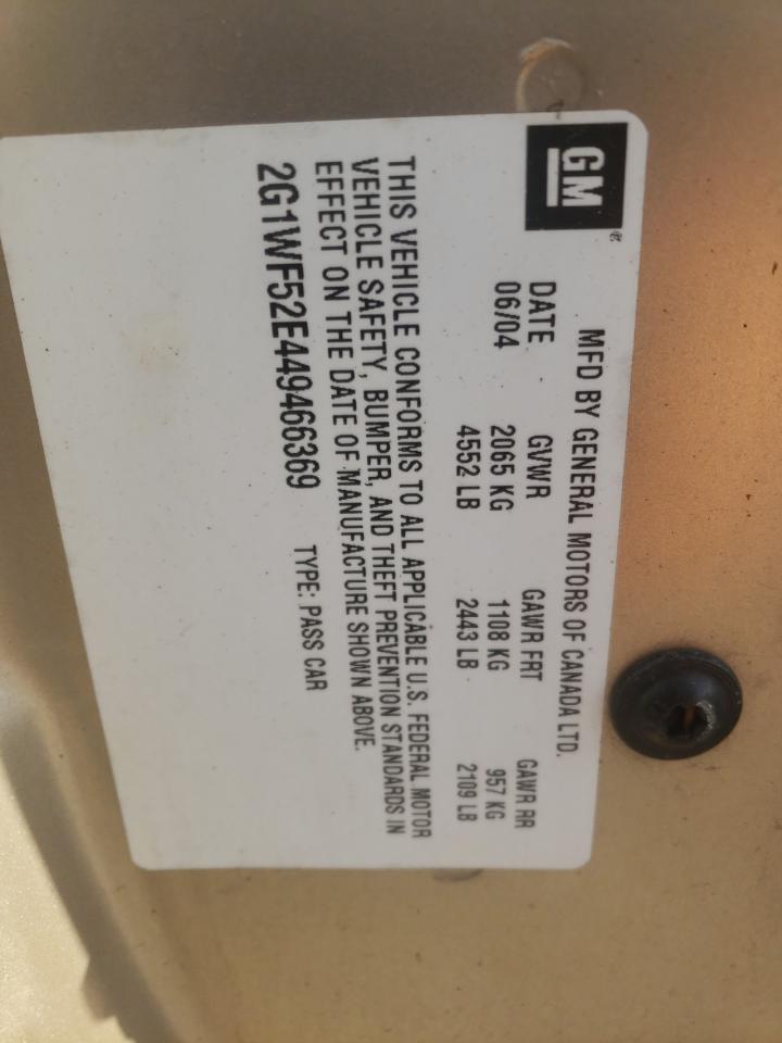 Photo 10 from auction – 2004 CHEVROLET IMPALA with VIN 2G1WF52E449466369