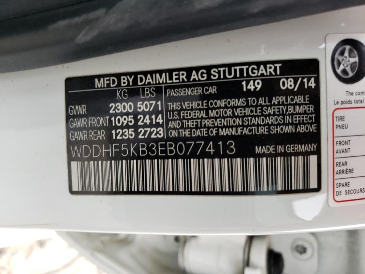 Photo 10 from auction – 2014 MERCEDES-BENZ E 350 with VIN WDDHF5KB3EB077413
