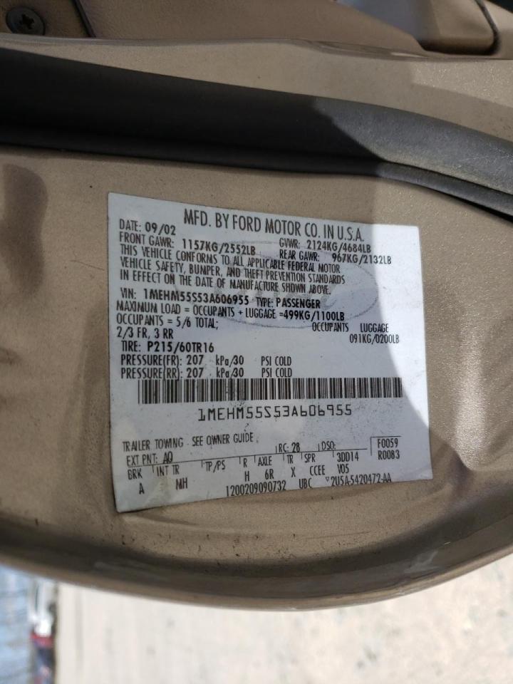 Photo 10 from auction – 2003 MERCURY SABLE LS P with VIN 1MEHM55S53A606955