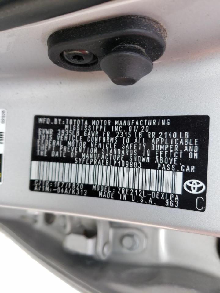 Photo 10 from auction – 2020 TOYOTA COROLLA LE with VIN 5YFEPRAE8LP109803