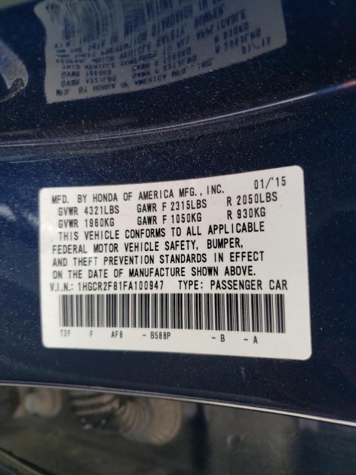 Photo 10 from auction – 2015 HONDA ACCORD EXL with VIN 1HGCR2F81FA100947