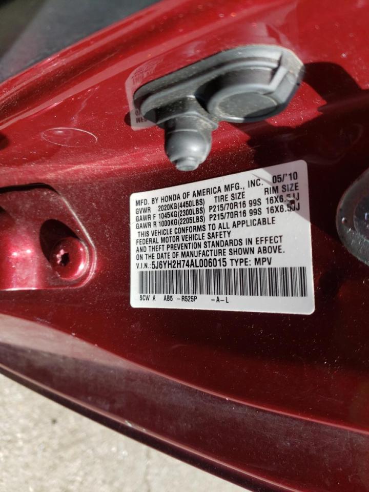 Photo 10 from auction – 2010 HONDA ELEMENT EX with VIN 5J6YH2H74AL006015