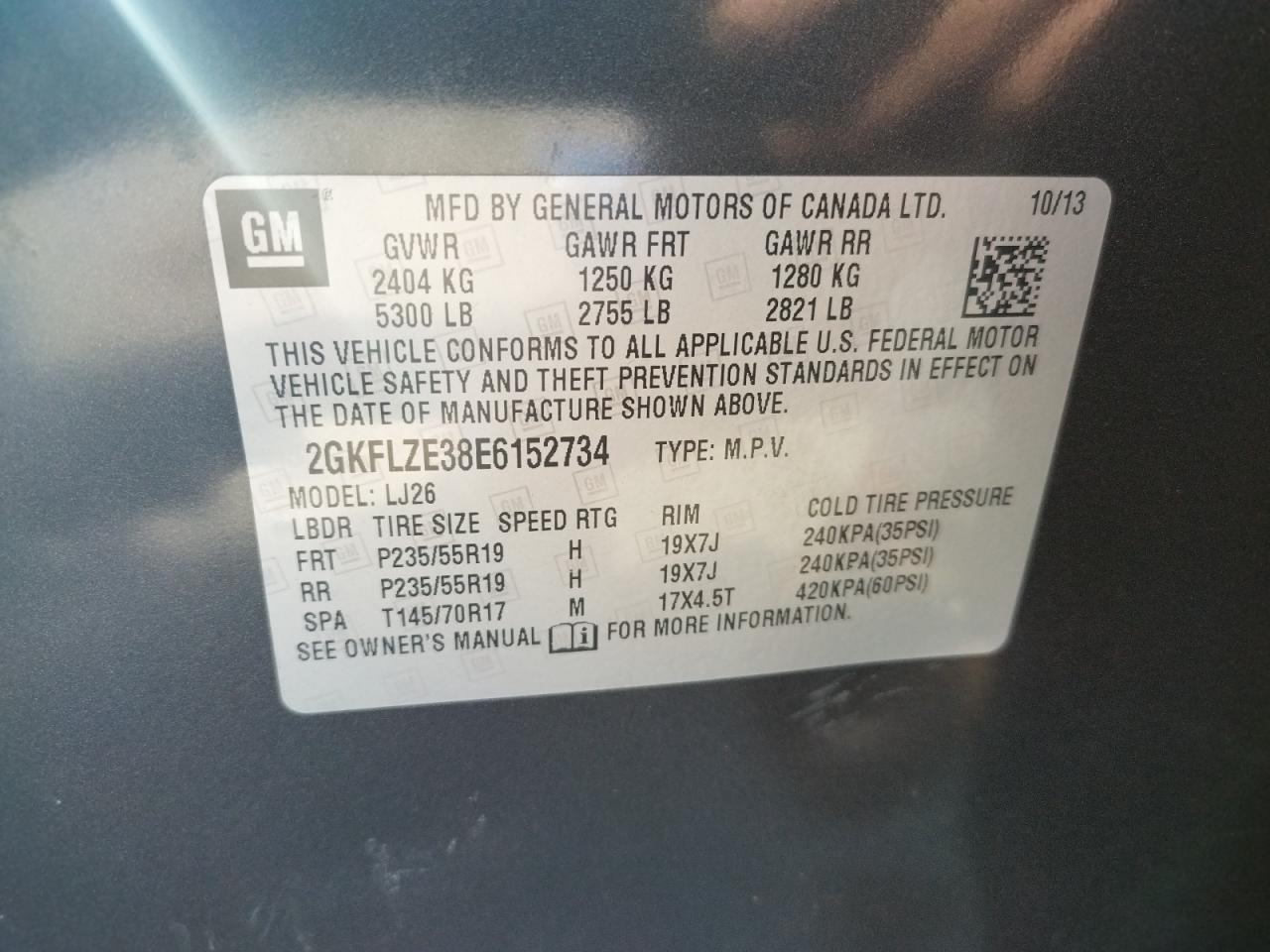 Photo 10 from auction – 2014 GMC TERRAIN DE with VIN 2GKFLZE38E6152734