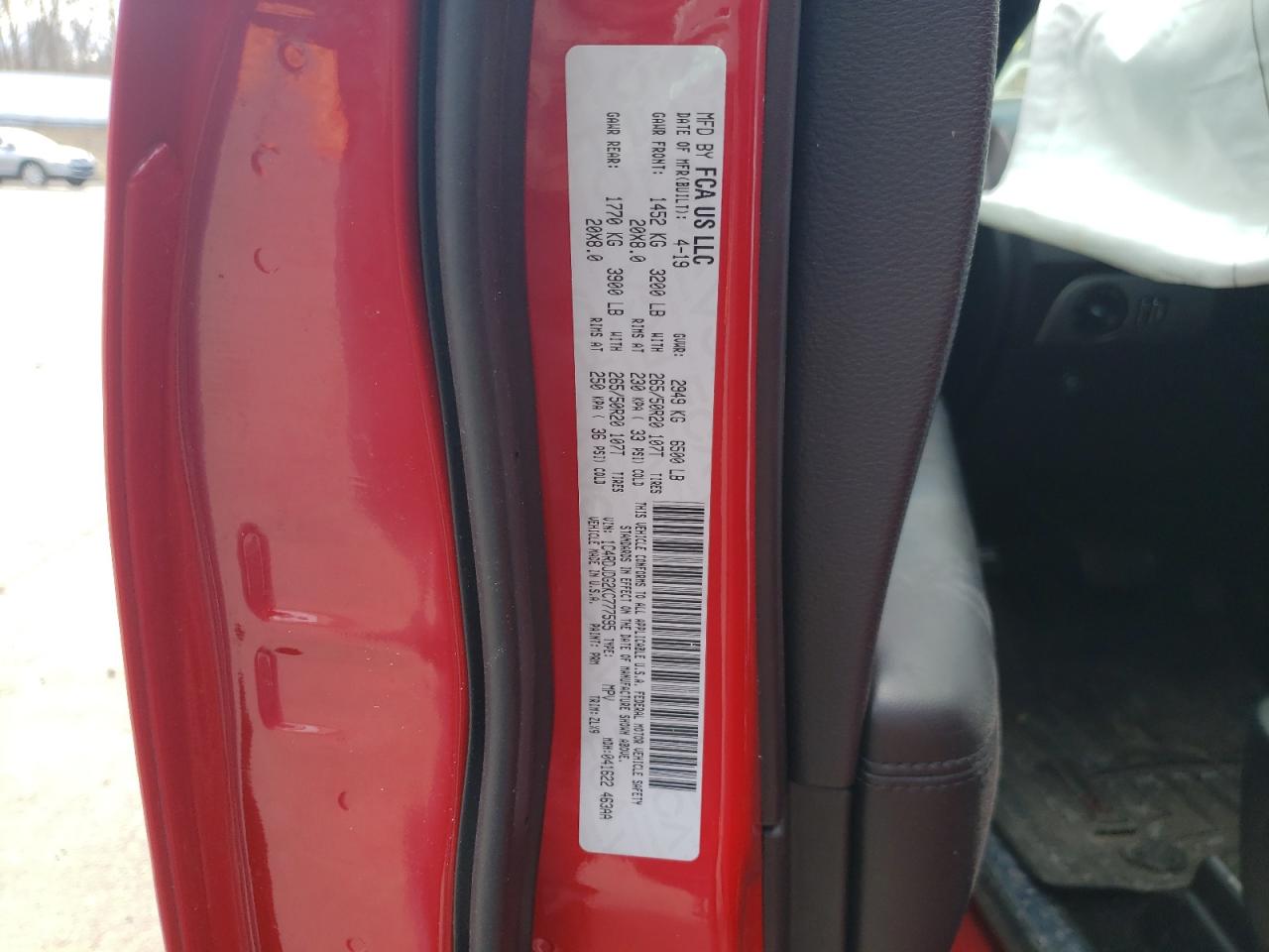 Photo 10 from auction – 2019 DODGE DURANGO GT with VIN 1C4RDJDG2KC777595