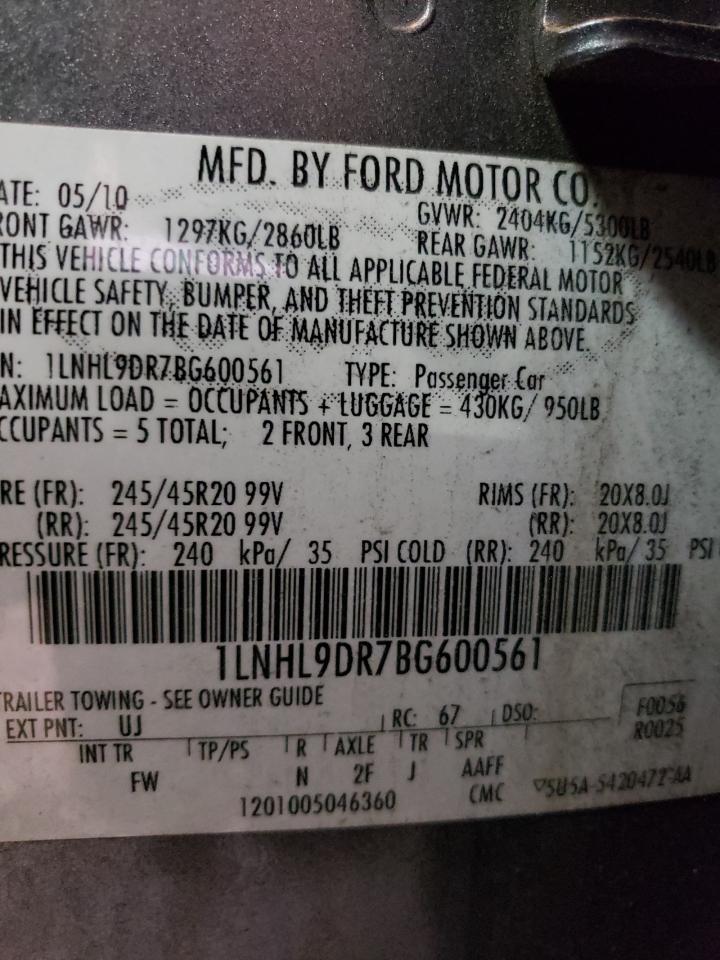 صورة رقم 10 من المزاد - 2011 LINCOLN MKS مع VIN 1LNHL9DR7BG600561