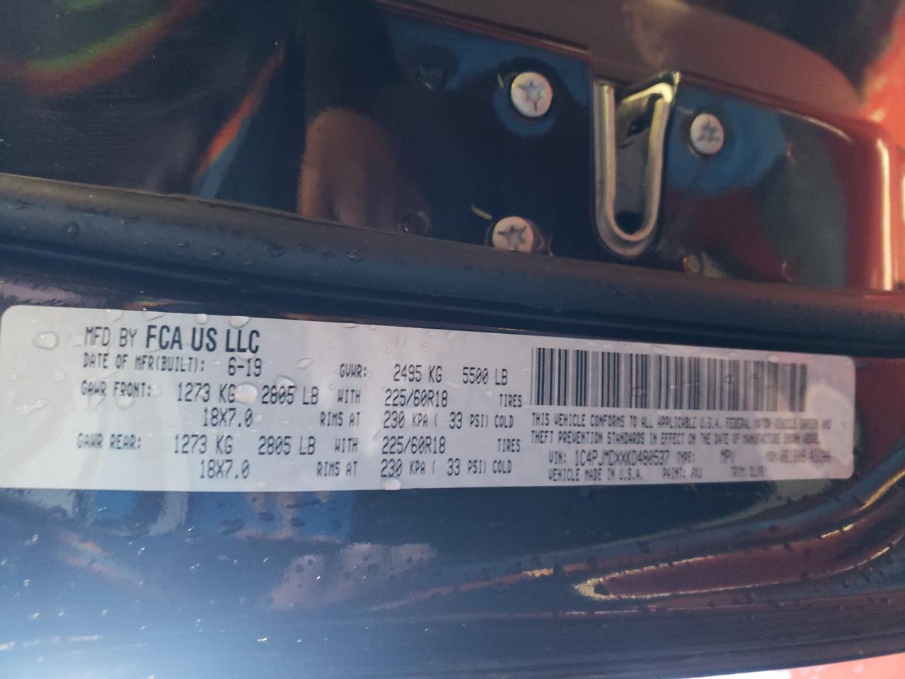 Photo 10 from auction – 2019 JEEP CHEROKEE L with VIN 1C4PJMDXXKD480537