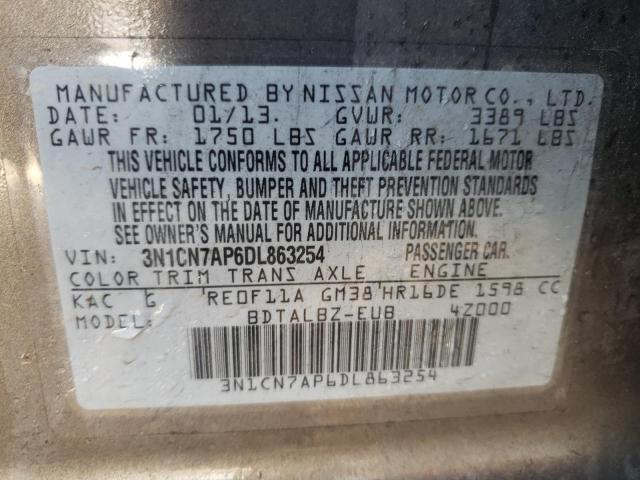 Photo 10 from auction – 2013 NISSAN VERSA S with VIN 3N1CN7AP6DL863254