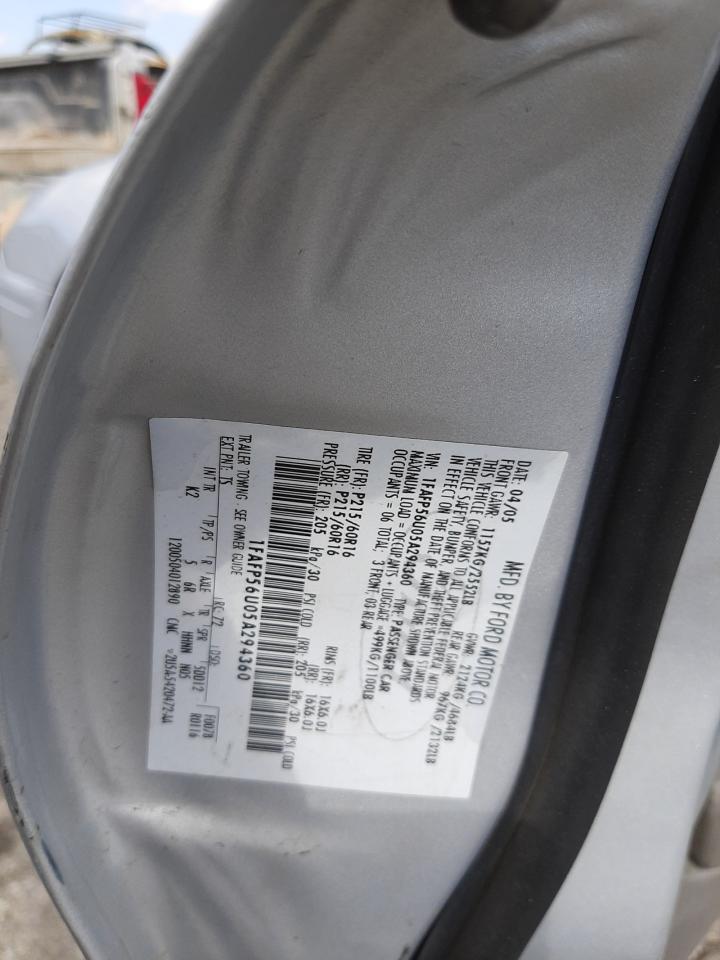 Photo 10 from auction – 2005 FORD TAURUS SEL with VIN 1FAFP56U05A294360
