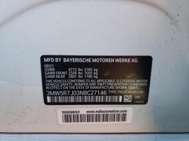 Photo 10 from auction – 2022 BMW 330XI with VIN 3MW5R7J03N8C27146