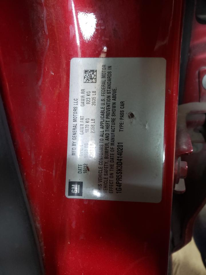 Photo 10 from auction – 2013 BUICK VERANO CON with VIN 1G4PR5SK3D4140201