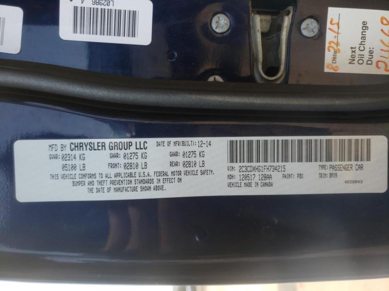 Photo 10 from auction – 2015 DODGE CHARGER SX with VIN 2C3CDXHG1FH734215
