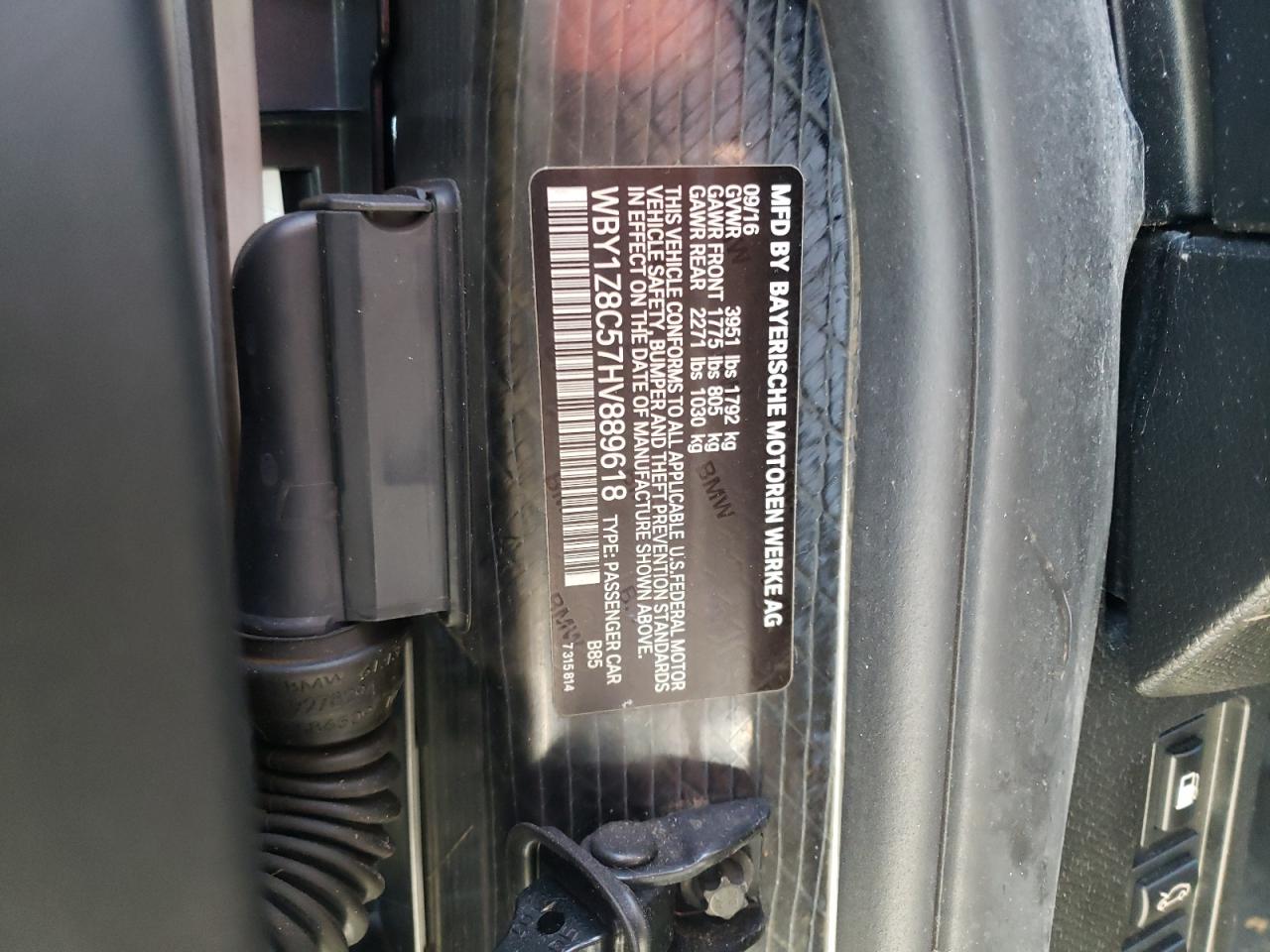 Photo 10 from auction – 2017 BMW I3 REX with VIN WBY1Z8C57HV889618