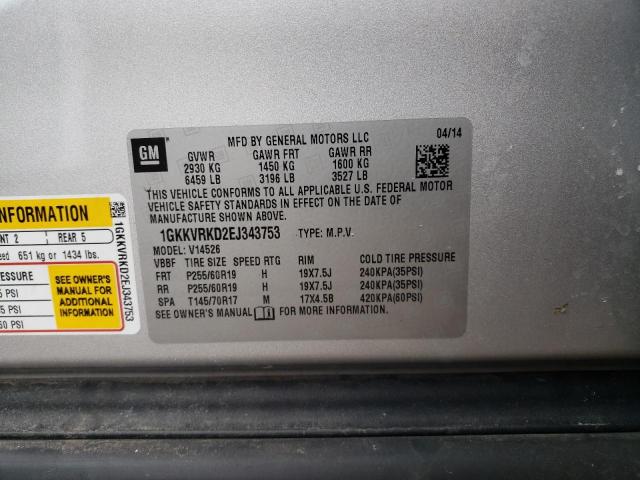 Photo 10 from auction – 2014 GMC ACADIA SLT with VIN 1GKKVRKD2EJ343753