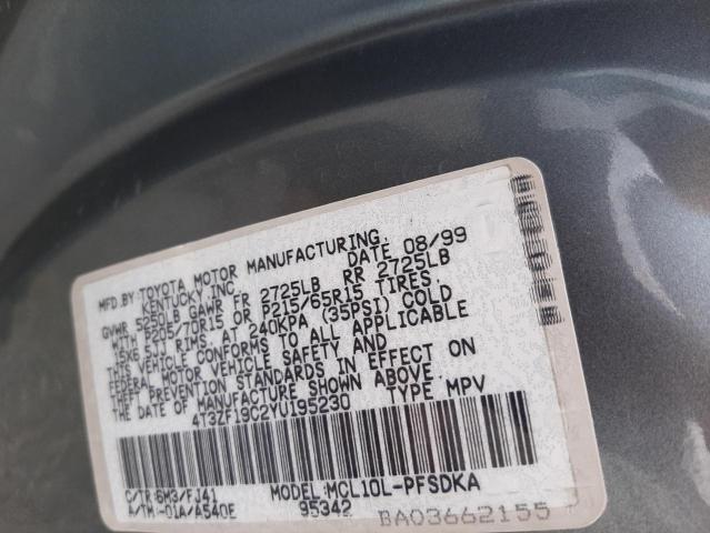 Photo 10 from auction – 2000 TOYOTA SIENNA CE with VIN 4T3ZF19C2YU195230