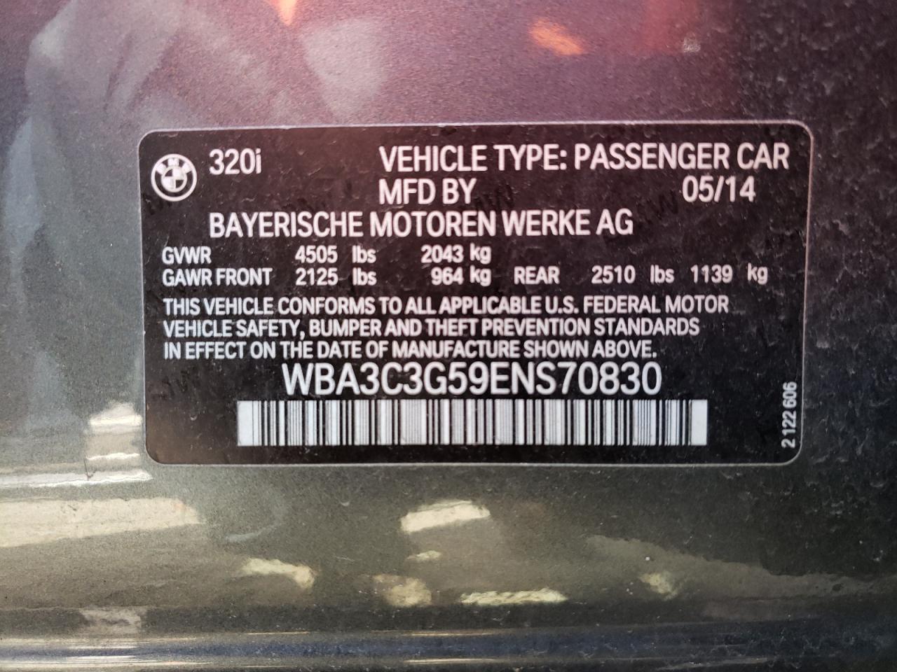 Photo 10 from auction – 2014 BMW 320 I XDRI with VIN WBA3C3G59ENS70830
