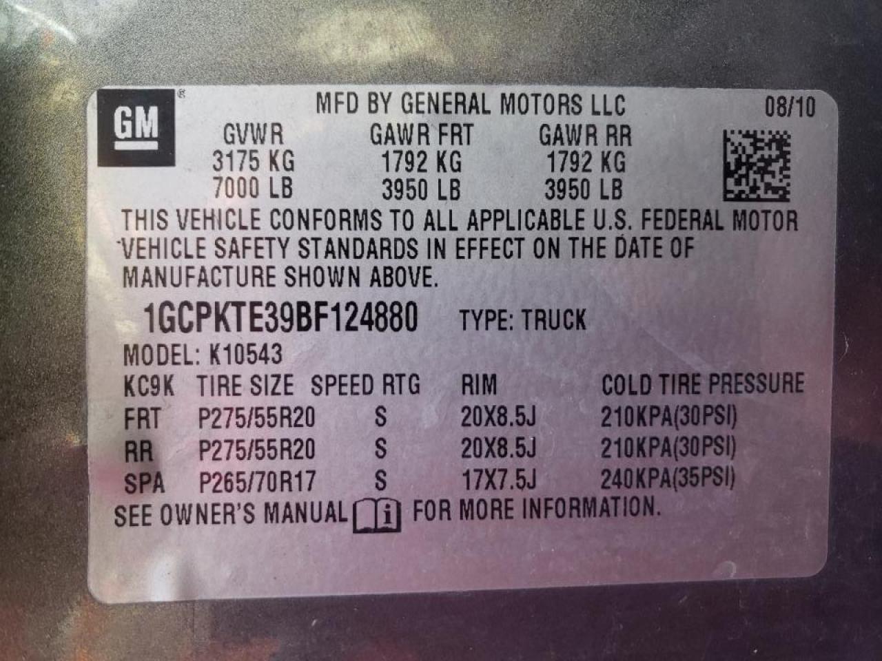 Photo 10 from auction – 2011 CHEVROLET SILVERADO with VIN 1GCPKTE39BF124880
