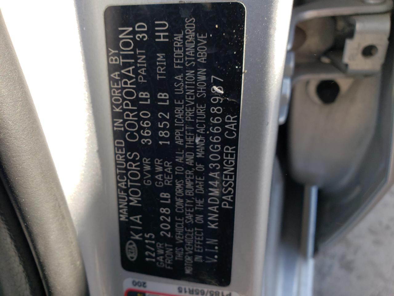 Photo 10 from auction – 2016 KIA RIO LX with VIN KNADM4A30G6668987