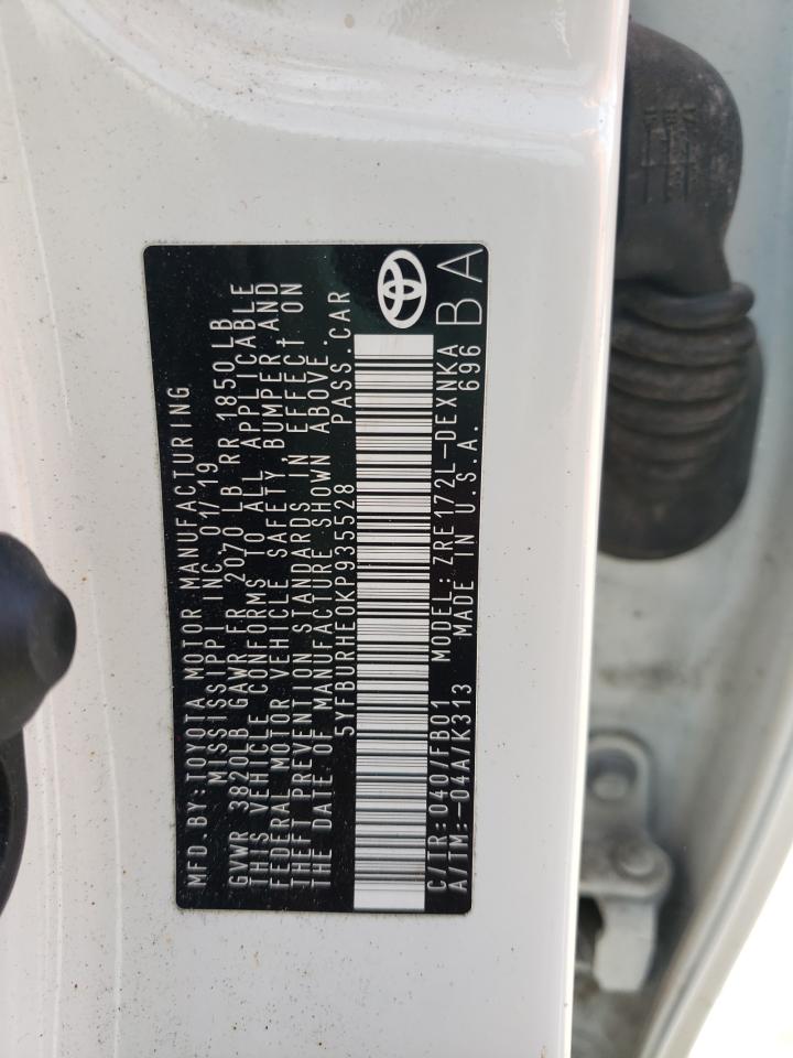 Photo 10 from auction – 2019 TOYOTA COROLLA L with VIN 5YFBURHE0KP935528