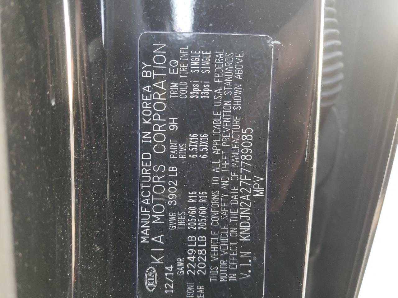 Photo 10 from auction – 2015 KIA SOUL with VIN KNDJN2A27F7789085