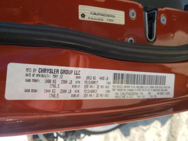 Photo 10 from auction – 2012 JEEP PATRIOT LA with VIN 1C4NJPFA0CD687604
