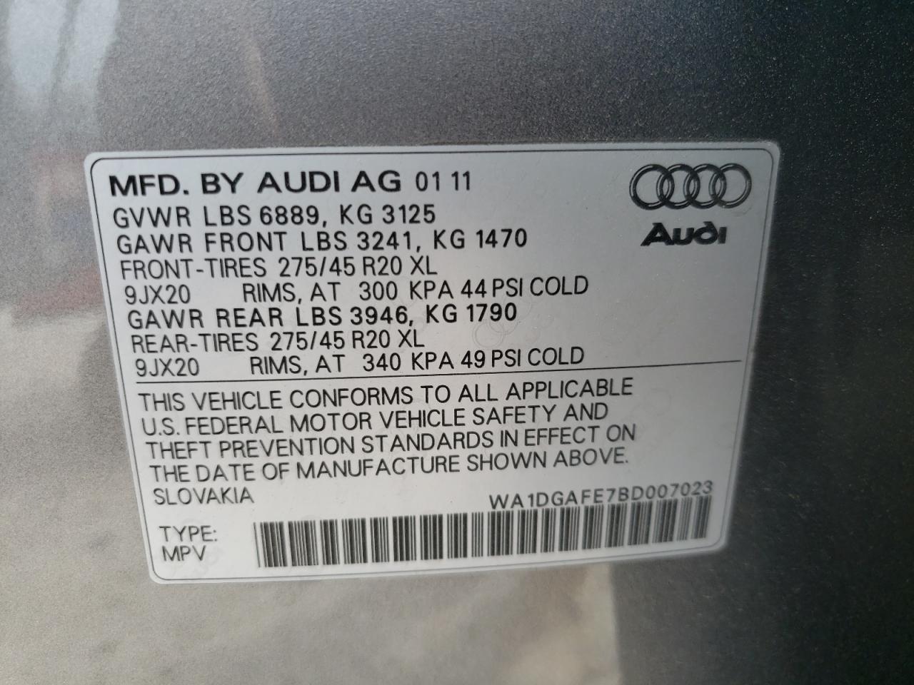 Zdjęcie 10 z aukcji – 2011 AUDI Q7 PRESTIG z VIN WA1DGAFE7BD007023