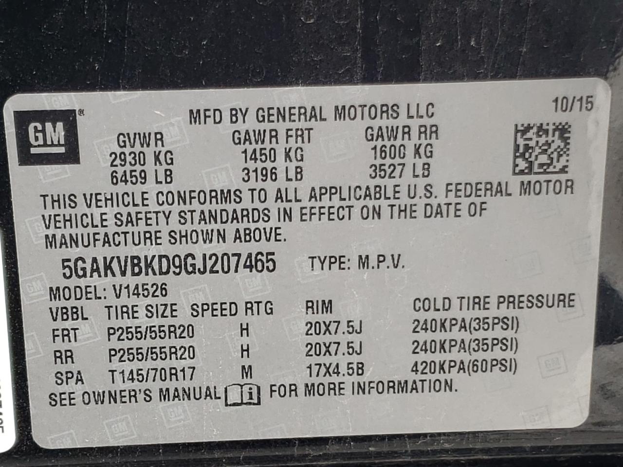 Photo 10 from auction – 2016 BUICK ENCLAVE with VIN 5GAKVBKD9GJ207465