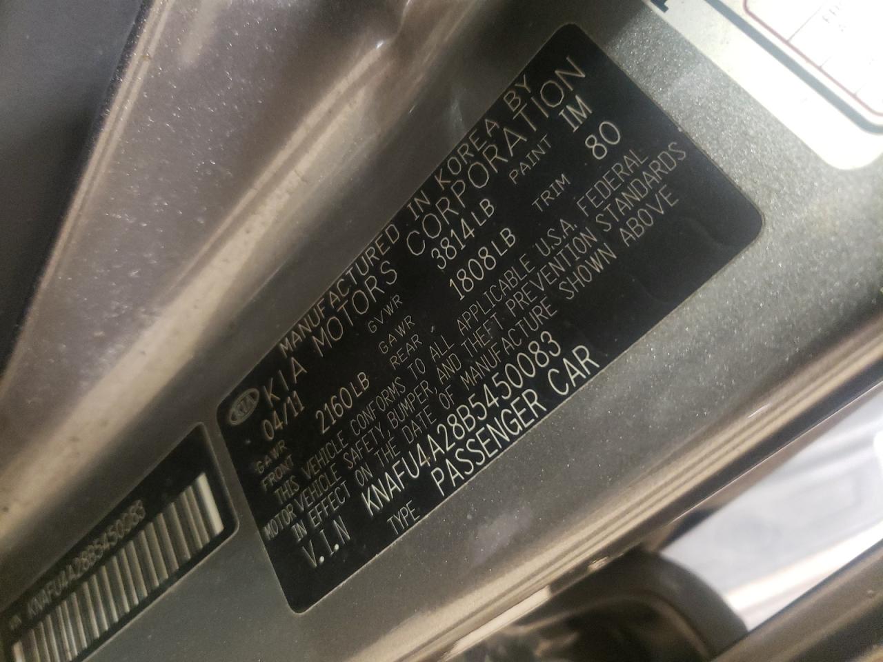 Photo 10 from auction – 2011 KIA FORTE EX with VIN KNAFU4A28B5450083