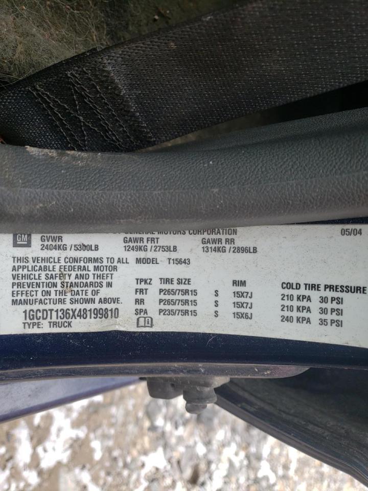 Photo 10 from auction – 2004 CHEVROLET COLORADO with VIN 1GCDT136X48199810