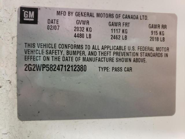 Photo 10 from auction – 2007 PONTIAC GRAND PRIX with VIN 2G2WP582471212380