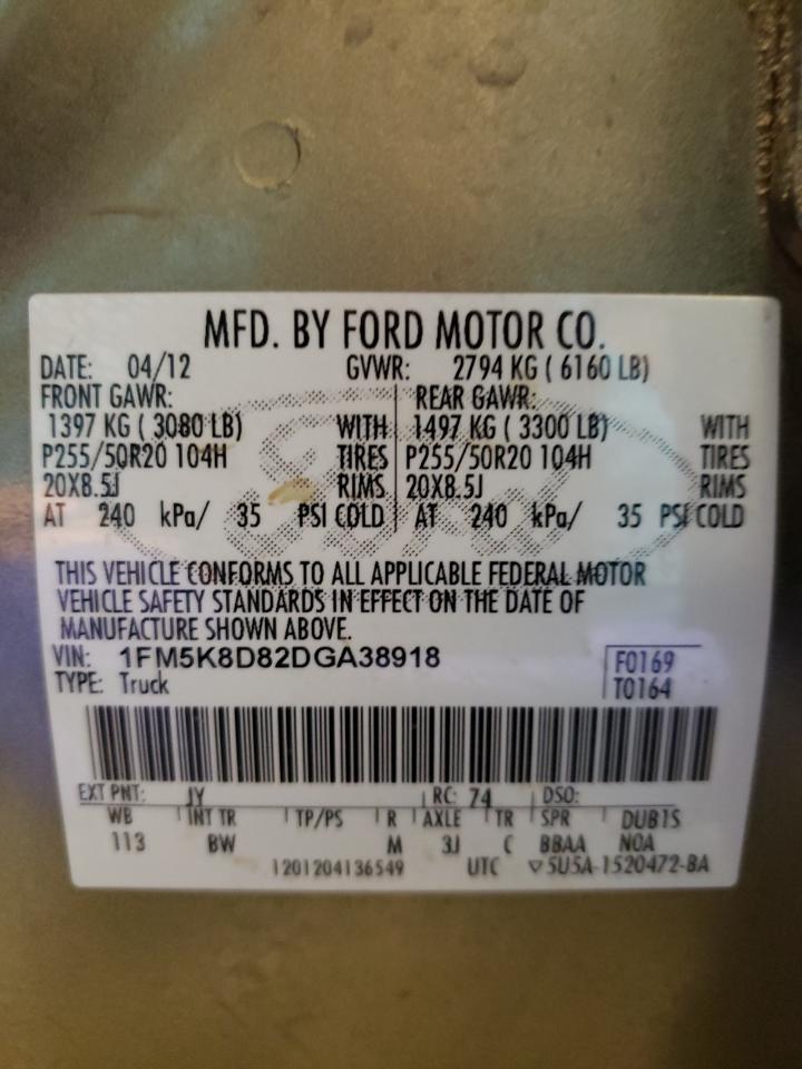Photo 10 from auction – 2013 FORD EXPLORER X with VIN 1FM5K8D82DGA38918