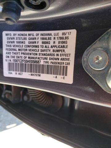 Photo 10 from auction – 2017 HONDA CIVIC LX with VIN 19XFC2F55HE058687