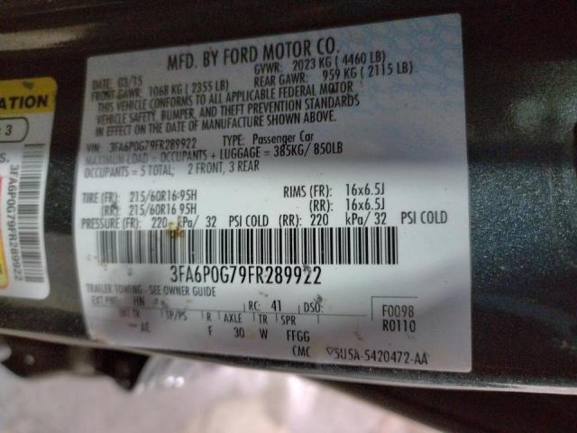Photo 10 from auction – 2015 FORD FUSION S with VIN 3FA6P0G79FR289922