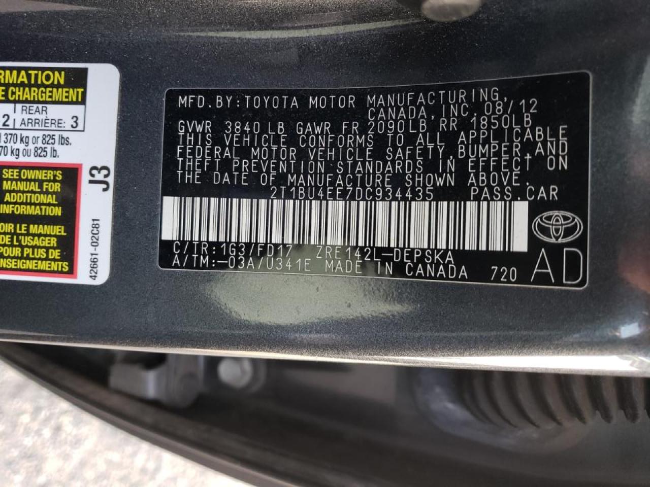 Photo 10 from auction – 2013 TOYOTA COROLLA BA with VIN 2T1BU4EE7DC934435