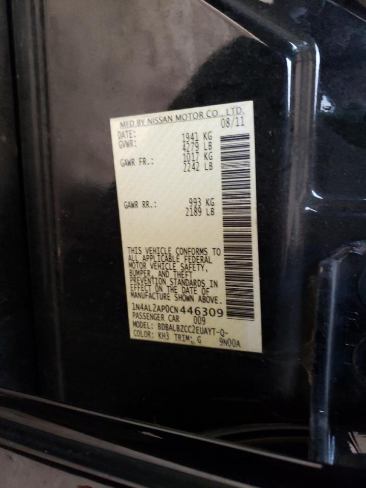 Photo 10 from auction – 2012 NISSAN ALTIMA BAS with VIN 1N4AL2AP0CN446309